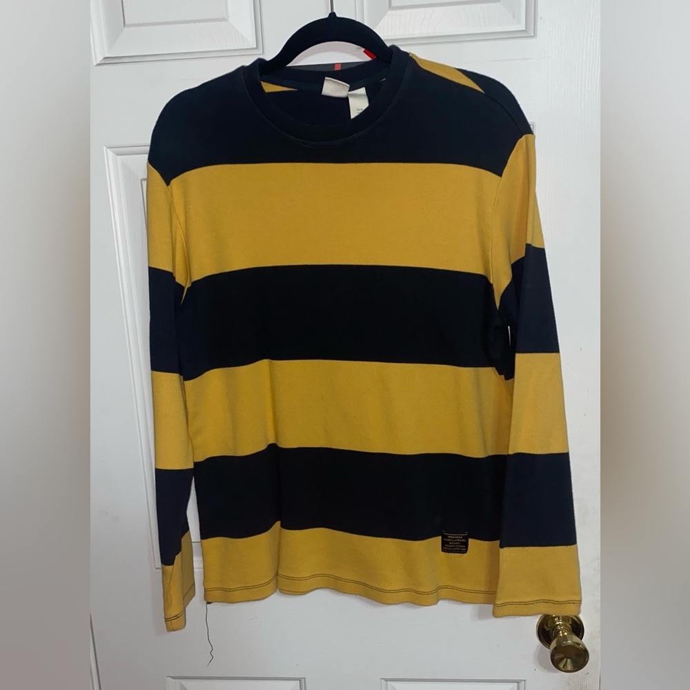 H&M Yellow and Black Striped Crewneck